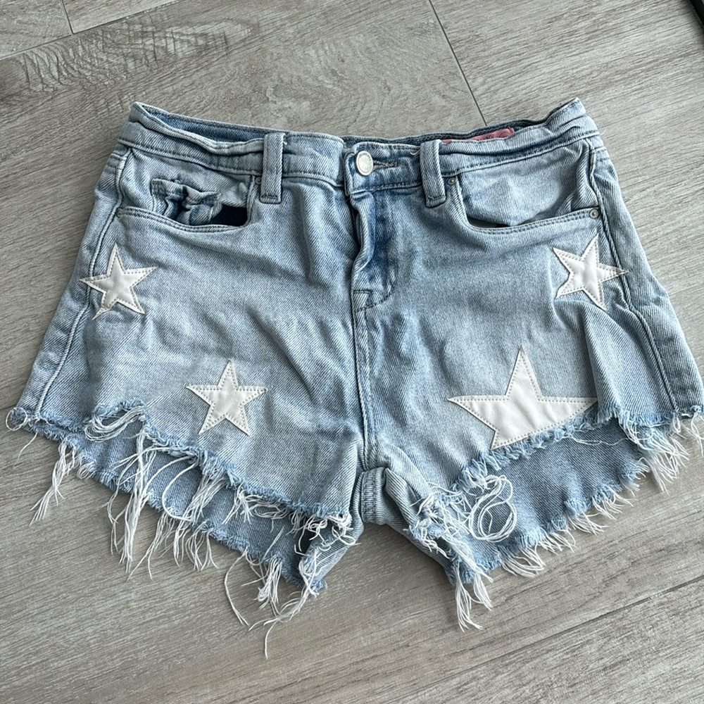 Girls Blank NYC denim shorts with white leather stars Size 12
